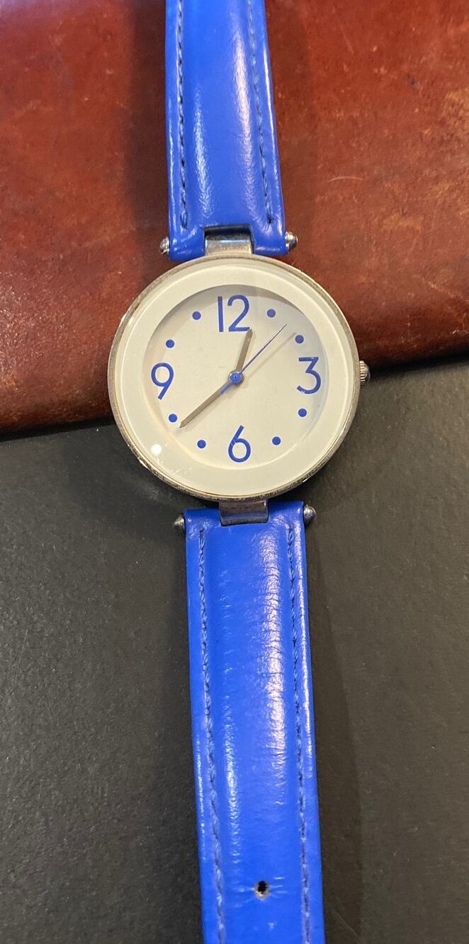 Women's 35mm Silver Tone Gossip Watch with Blue Leather Band